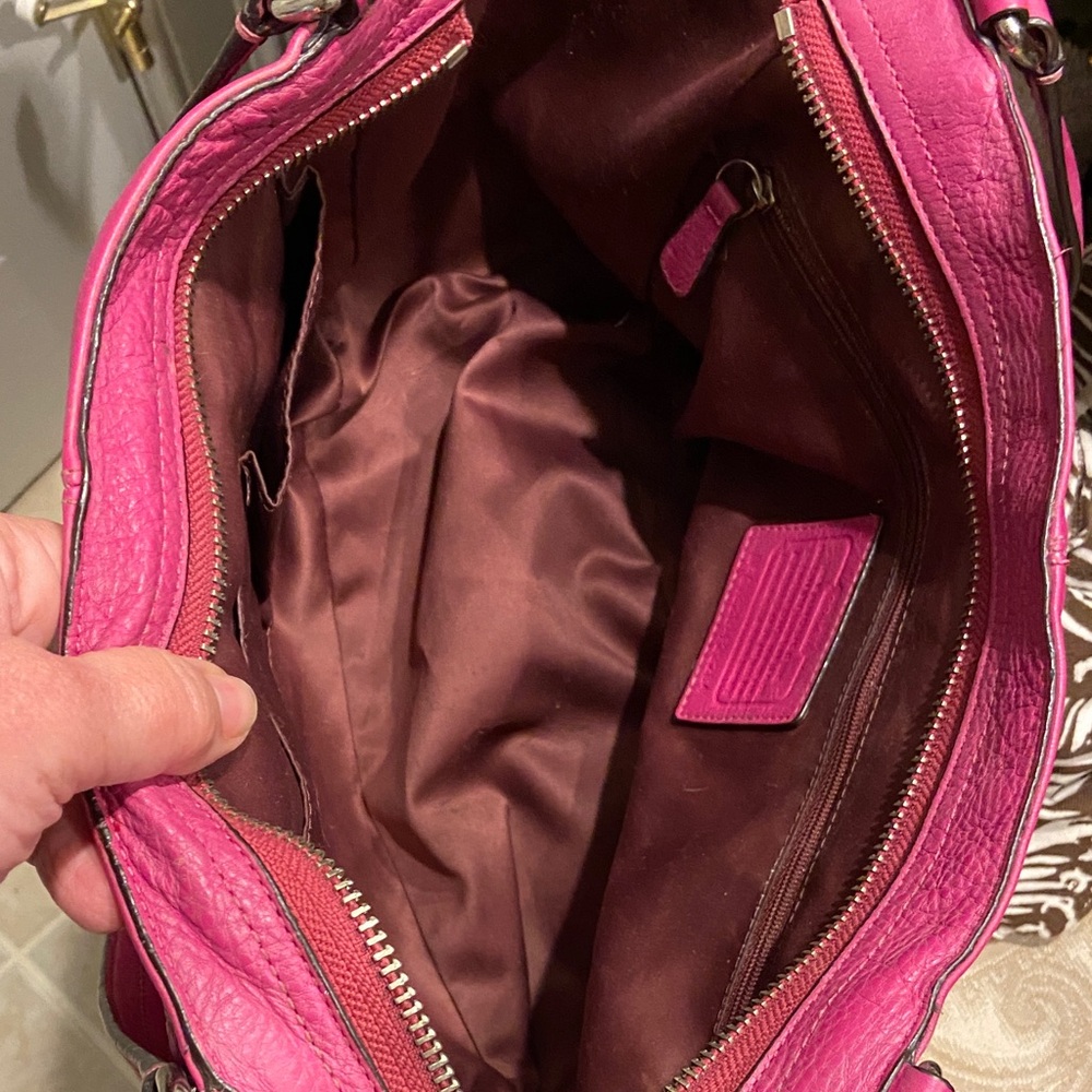 Coach Raspberry Leather Shoulder Bag - Picture 6 of 6